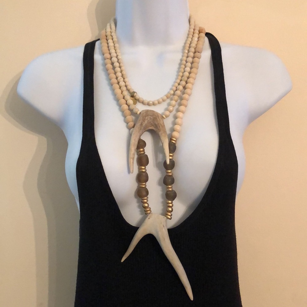 Curated Bundle Antler Beaded Statement Necklaces … - image 2